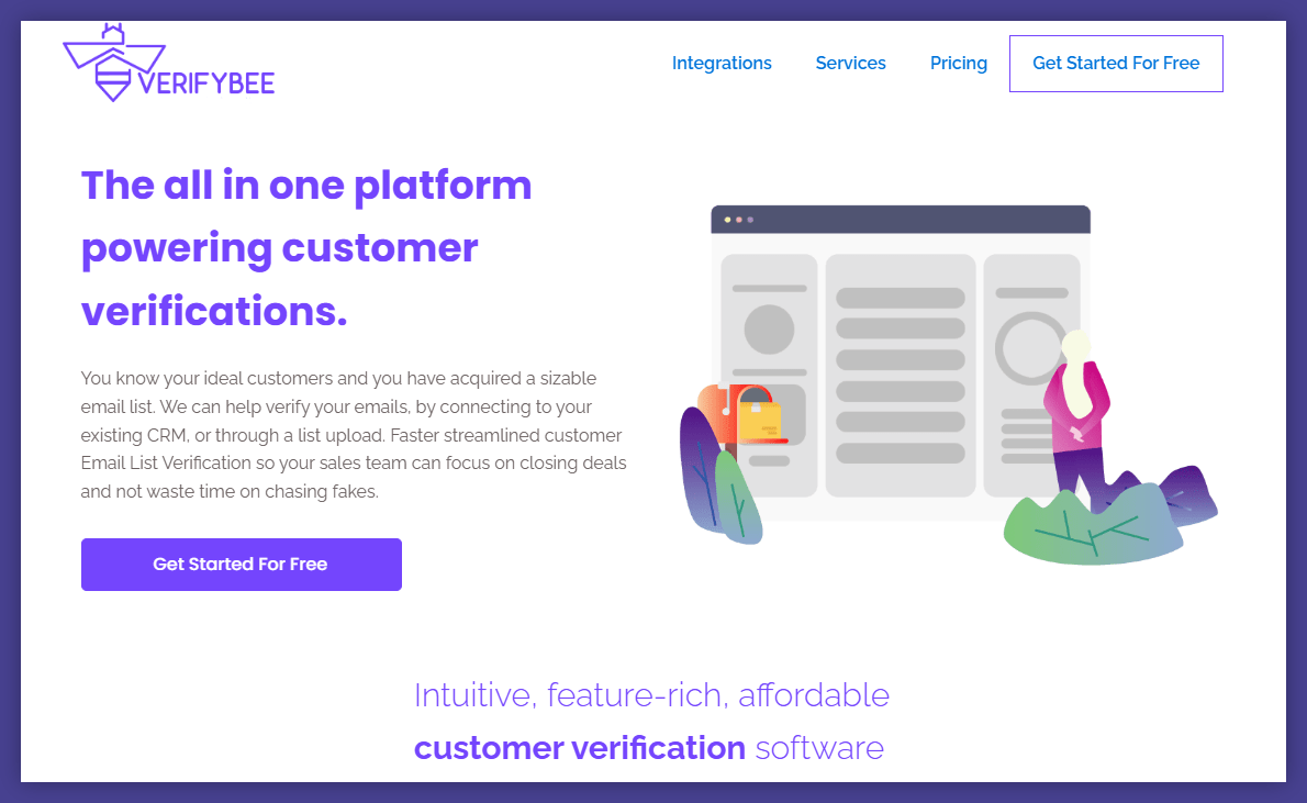 Verifybee email verification homepage