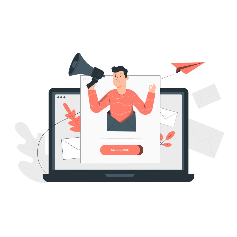 A man in laptop shouting for subscribing email verification service.