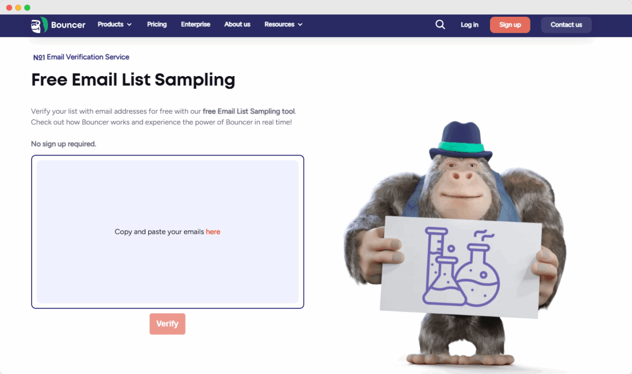 Email list sampling Bouncer page
