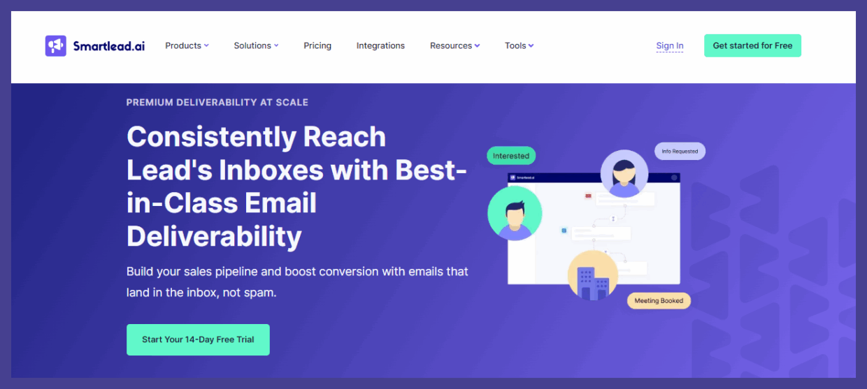 Smartlead email deliverability homepage