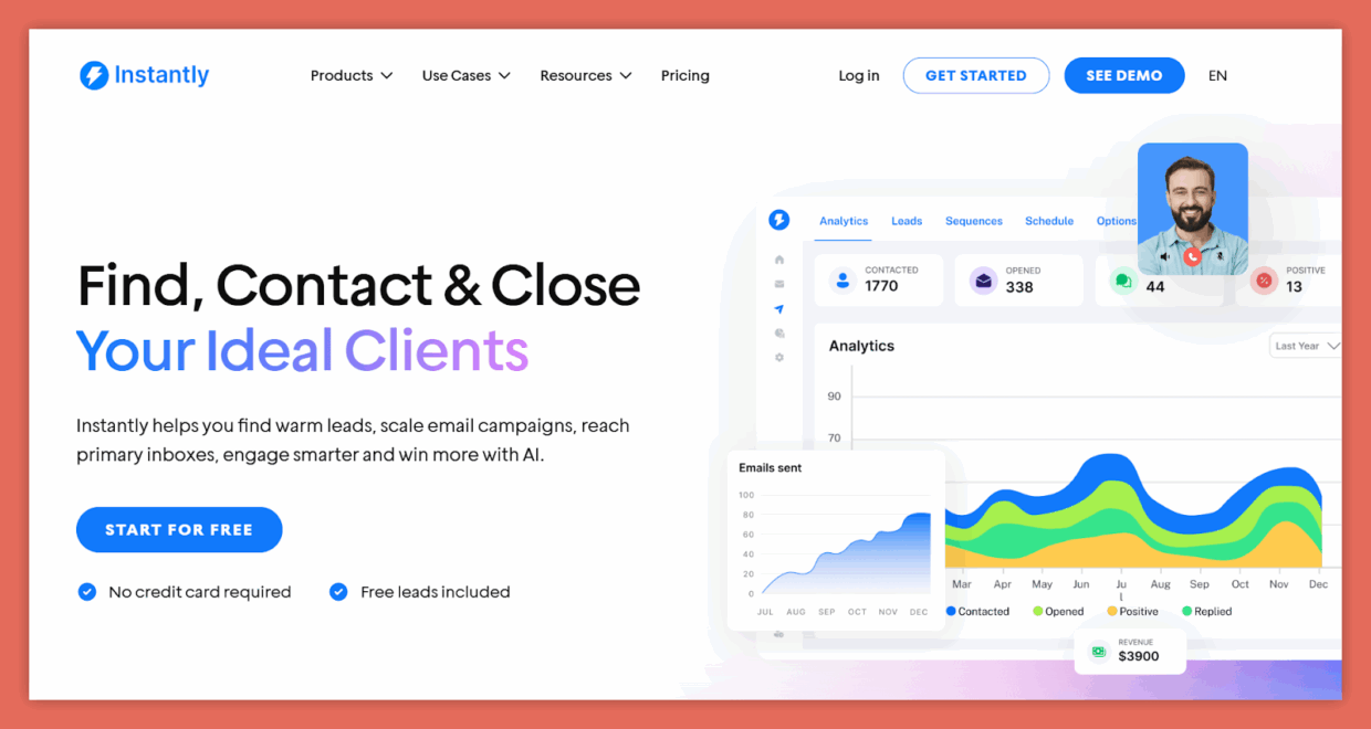 Instantly - email finder and outreach platform.