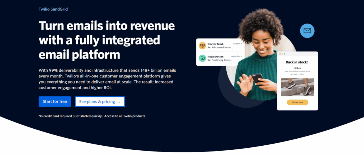 SendGrid homepage.
