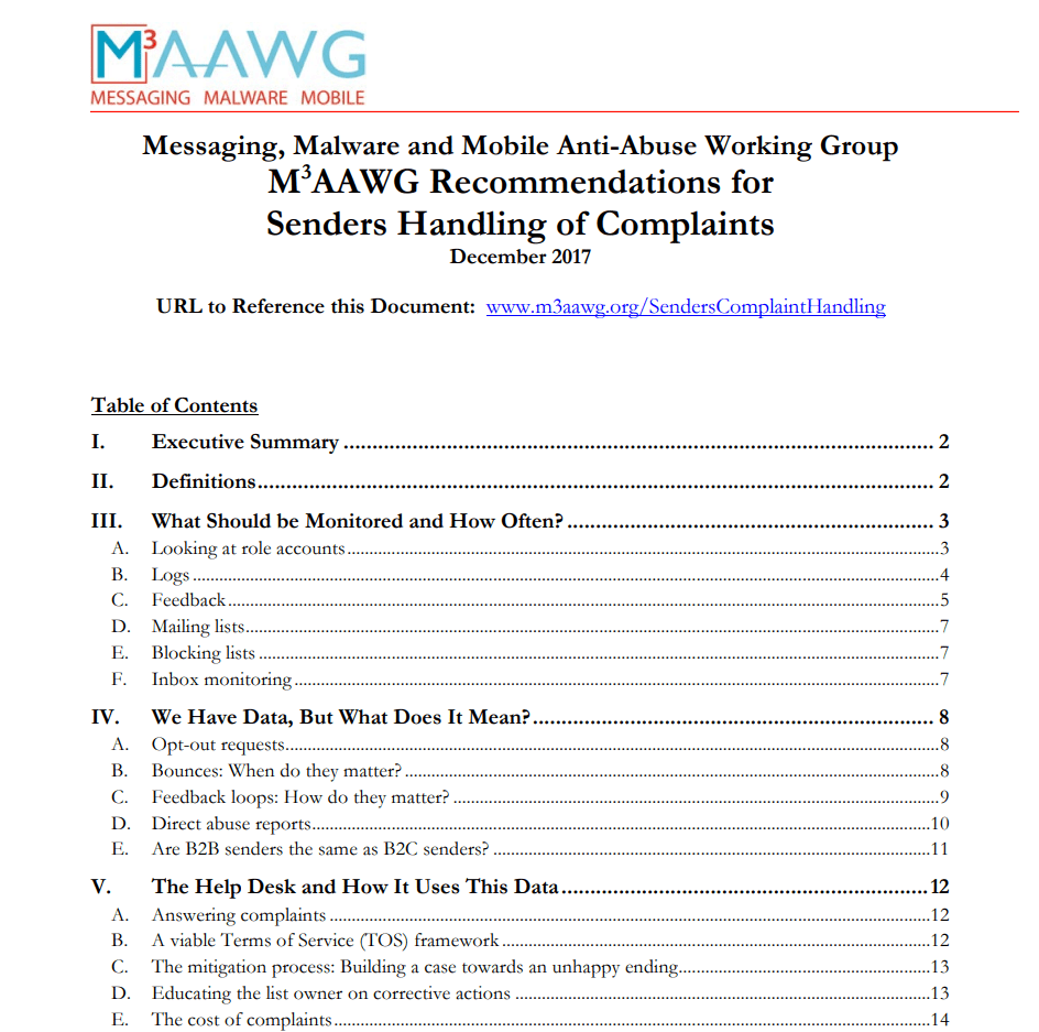 M3AAWG and industry best practices.