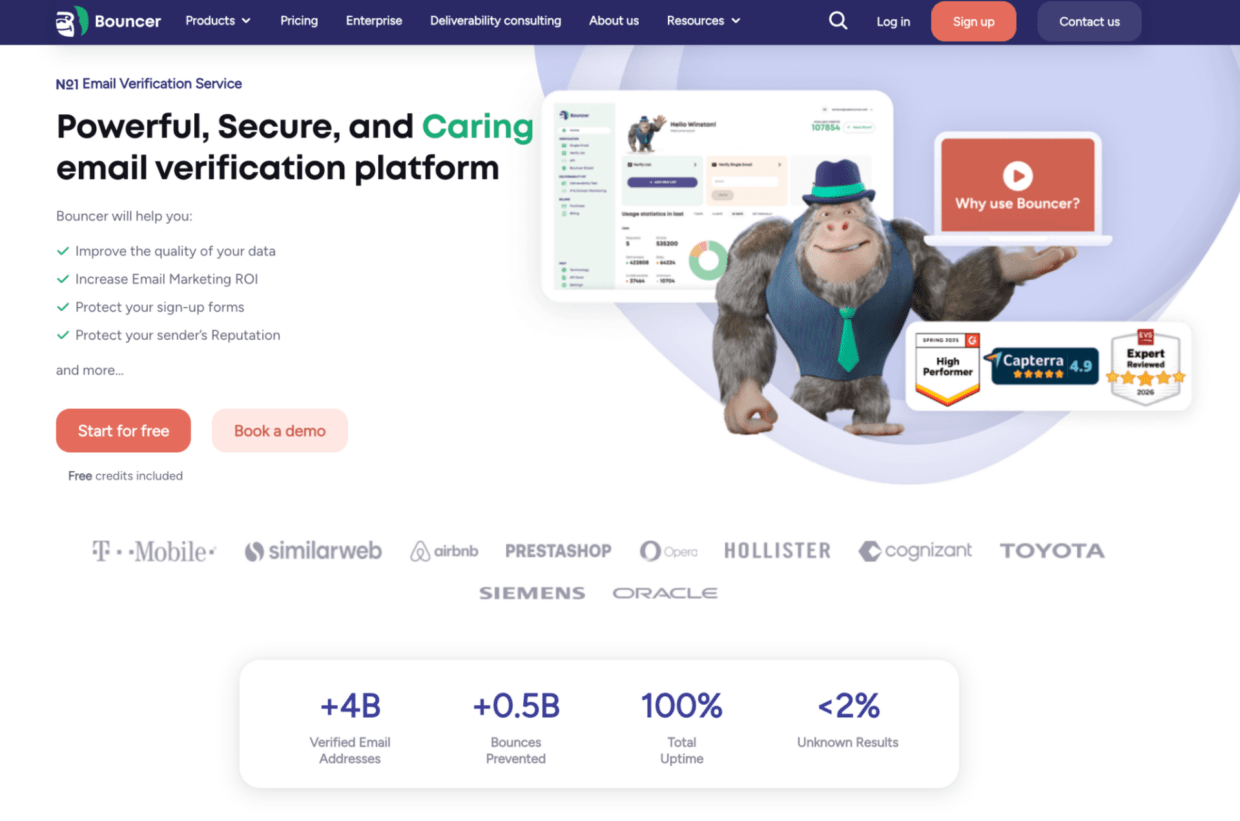 Bouncer's main page - NeverBounce alternative.