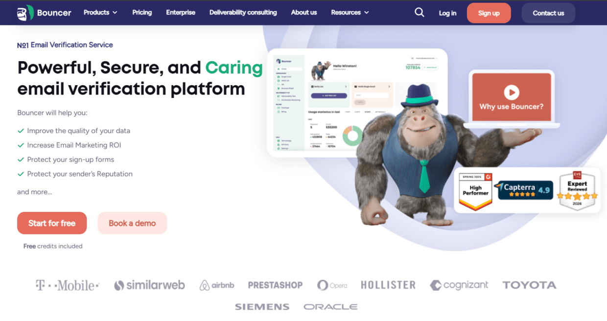 Bouncer - email verificatin platform page.