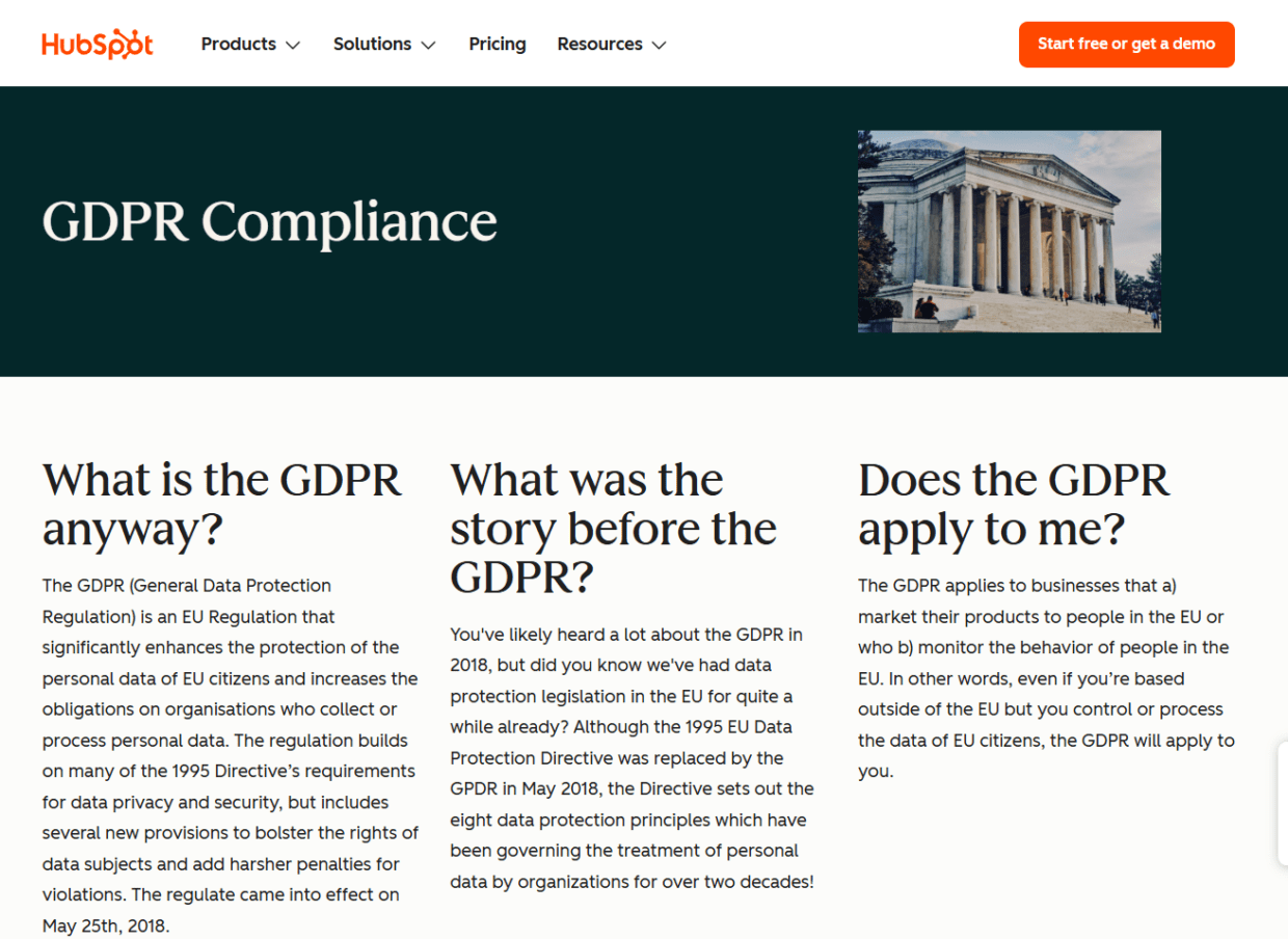 Hubspot GDPR compliance